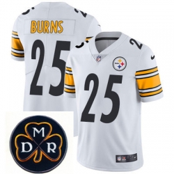 Nike Steelers #25 Artie Burns White Mens NFL Vapor Untouchable Limited Stitched With MDR Dan Rooney Patch Jersey