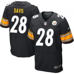 Nike Steelers #28 Sean Davis Black Team Color Mens Stitched NFL Elite Jersey