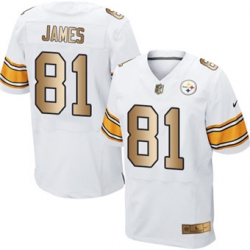 Nike Steelers #81 Jesse James White Mens Stitched NFL Elite Gold Jersey