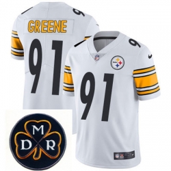 Nike Steelers #91 Kevin Greene White Mens NFL Vapor Untouchable Limited Stitched With MDR Dan Rooney Patch Jersey