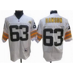 Pittsburgh Steelers 63 Dermonttt Dawson white 1982 throwback 60th patch jerseys