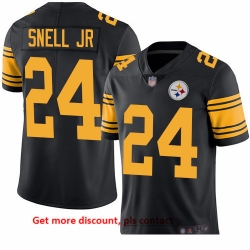 Steelers 24 Benny Snell Jr  Black Men Stitched Football Limited Rush Jersey