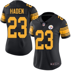 Nike Steelers #23 Joe Haden Black Womens Stitched NFL Limited Rush Jersey