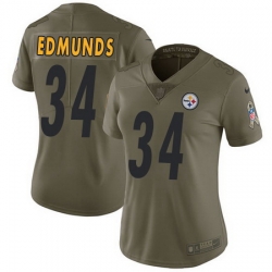 Nike Steelers #34 Terrell Edmunds Olive Womens Stitched NFL Limited 2017 Salute to Service Jersey