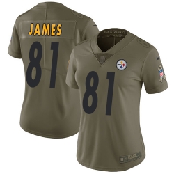 Nike Steelers #81 Jesse James Olive Womens Stitched NFL Limited 2017 Salute to Service Jersey