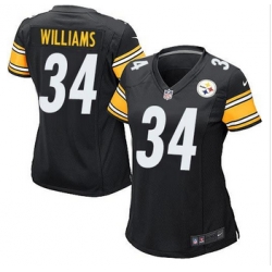 Women New Steelers #34 DeAngelo Williams Black Team Color Stitched NFL Elite Jersey