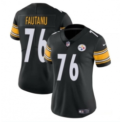 Women Pittsburgh Steelers 76 Troy Fautanu 2024 Draft Black Vapor Stitched Football Jersey