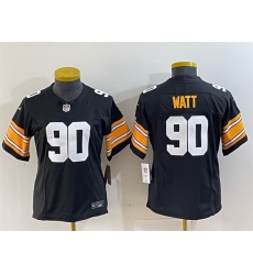 Women Pittsburgh Steelers 90 T  J  Watt Black 2023 F U S E  Stitched Football Jersey 28Run Small 29