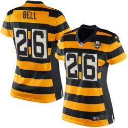 Womens Nike Pittsburgh Steelers 26 LeVeon Bell Elite YellowBlack Alternate 80TH Anniversary Throwback NFL Jersey