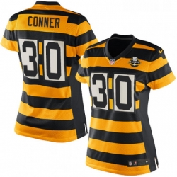 Womens Nike Pittsburgh Steelers 30 James Conner Game YellowBlack Alternate 80TH Anniversary Throwback NFL Jersey