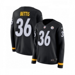 Womens Nike Pittsburgh Steelers 36 Jerome Bettis Limited Black Therma Long Sleeve NFL Jersey