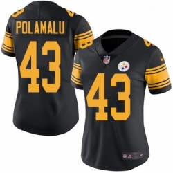 Womens Nike Pittsburgh Steelers 43 Troy Polamalu Limited Black Rush Vapor Untouchable NFL Jersey