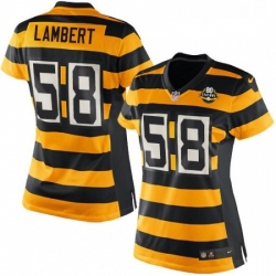 Womens Nike Pittsburgh Steelers 58 Jack Lambert Game YellowBlack Alternate 80TH Anniversary Throwback NFL Jersey