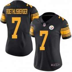 Womens Nike Pittsburgh Steelers 7 Ben Roethlisberger Elite Black Rush Vapor Untouchable NFL Jersey