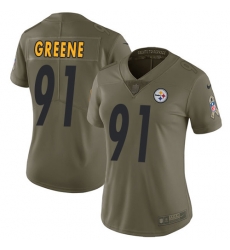 Womens Nike Steelers #91 Kevin Greene Olive  Stitched NFL Limited 2017 Salute to Service Jersey