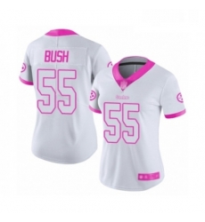 Womens Pittsburgh Steelers 55 Devin Bush Limited White Pink Rush Fashion Football Jersey