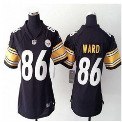 women New Steelers #86 Hines Ward Black Team Color NFL Elite Jersey