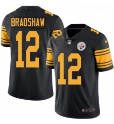 Youth Nike Pittsburgh Steelers 12 Terry Bradshaw Limited Black Rush Vapor Untouchable NFL Jersey