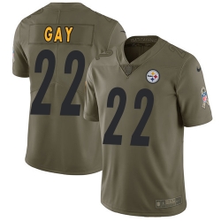 Youth Nike Steelers #22 William Gay Olive Stitched NFL Limited 2017 Salute to Service Jersey