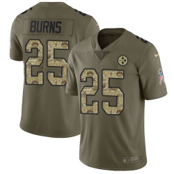 Youth Nike Steelers #25 Artie Burns Olive Camo Stitched NFL Limited 2017 Salute to Service Jersey