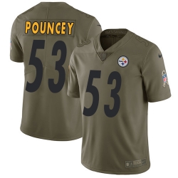 Youth Nike Steelers #53 Maurkice Pouncey Olive Stitched NFL Limited 2017 Salute to Service Jersey