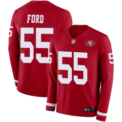 49ers 55 Dee Ford Red Team Color Mens Stitched Football Limited Therma Long Sleeve Jersey