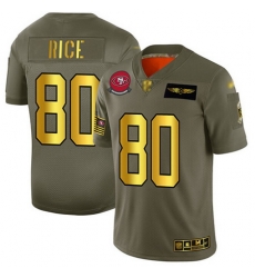49ers 80 Jerry Rice Camo Gold Men Stitched Football Limited 2019 Salute To Service Jersey