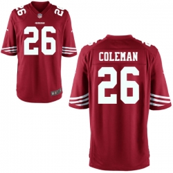 Men Nike 49ers #26 Tevin Coleman Red Game Jersey