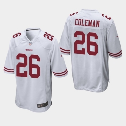 Men Nike 49ers #26 Tevin Coleman White Game Jersey