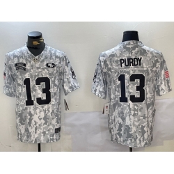 Men San Francisco 49ers 13 Brock Purdy 2024 F U S E Arctic Camo Salute To Service Limited Stitched Football Jersey