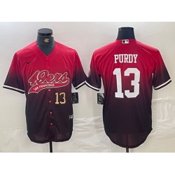 Men San Francisco 49ers 13 Brock Purdy RedBlack With Patch Cool Base Stitched Jerseys 1