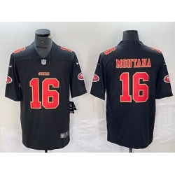 Men San Francisco 49ers 16 Joe Montana Black Vapor Untouchable Limited Stitched Jersey