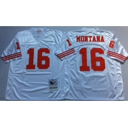 Men San Francisco 49ers 16 Joe Montana White M&N Throwback Jersey