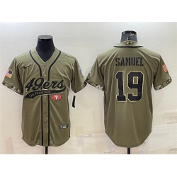 Men San Francisco 49ers 19 Deebo Samuel 2022 Olive Salute To Service Cool Base Stitched Baseball Jersey