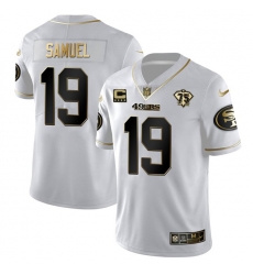 Men San Francisco 49ers 19 Deebo Samuel White Gold 75th Anniversary With C Patch Stitched Jersey