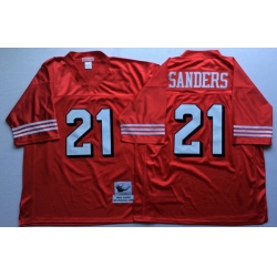 Men San Francisco 49ers 21 Deion Sanders Red Vintage M&N Jersey