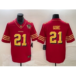 Men San Francisco 49ers 21 Frank Gore Red Gold With 75th Patch Vapor Untouchable Limited Stitched Jersey
