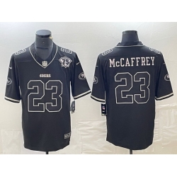 Men San Francisco 49ers 23 Christian McCaffrey Black With 75th Anniversary Patch Stitched Jersey