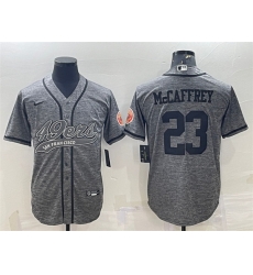 Men San Francisco 49ers 23 Christian McCaffrey Grey With Patch Cool Base Stitched Baseball Jersey