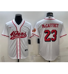 Men San Francisco 49ers 23 Christian McCaffrey New White With Patch Cool Base Stitched Baseball Jersey