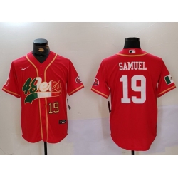 Men San Francisco 49ers 2319 Deebo Samuel Red With Patch Cool Base Stitched Baseball Jersey 3