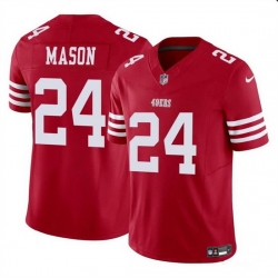 Men San Francisco 49ers 24 Jordan Mason Red 2023 F U S E  Stitched Football Jersey 929