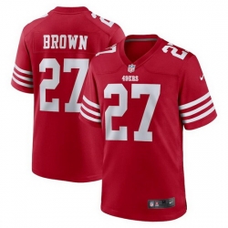 Men San Francisco 49ers 27 Ji'Ayir Brown Red Stitched Game Jersey