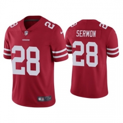 Men San Francisco 49ers 28 Trey Sermon Red Jersey Vapor Limited Jersey