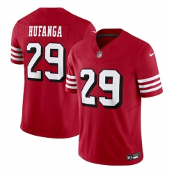 Men San Francisco 49ers 29 Talanoa Hufanga New Red 2023 F U S E  Stitched Football Jersey