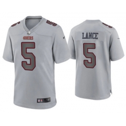 Men San Francisco 49ers 5 Trey Lance Grey Atmosphere Fashion Stitched Game Jersey