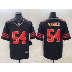 Men San Francisco 49ers 54 Fred Warner Black Gold Stitched Jersey