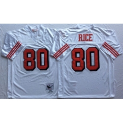 Men San Francisco 49ers 80 Jerry Rice White Vintage M&N Jersey