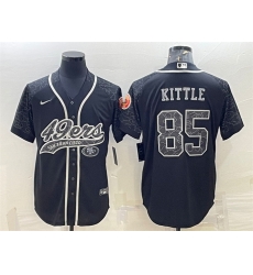 Men San Francisco 49ers 85 George Kittle Black Reflective With Patch Cool Base Stitched Baseball Jersey