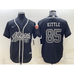 Men San Francisco 49ers 85 George Kittle Black Reflective With Patch Cool Base Stitched Baseball Jersey